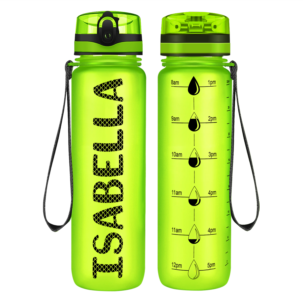 Cuptify Kids Personalized on Lime Frosted Motivational Tracking Water Bottle