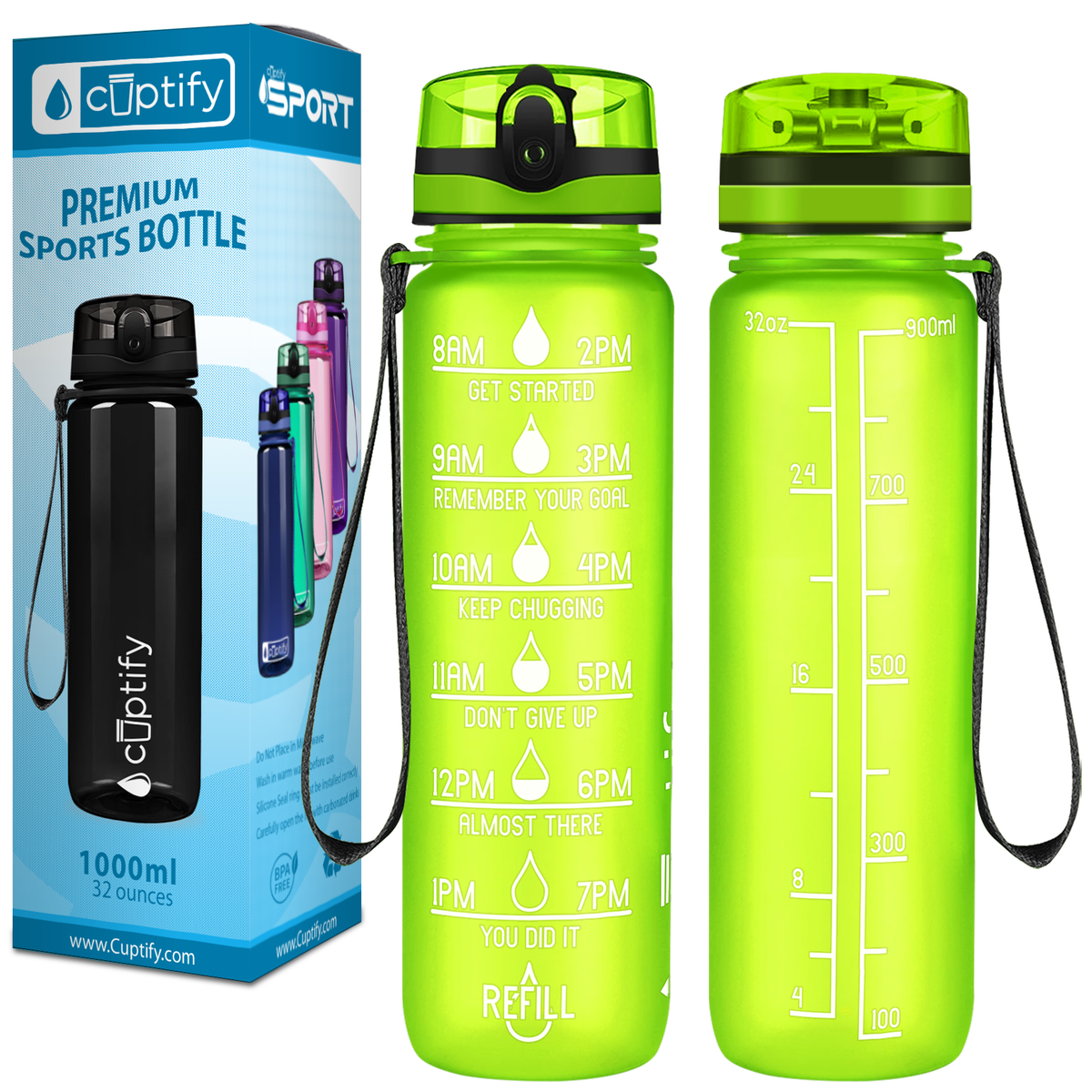 Cuptify Lemon Frosted 32 oz Motivational Water Bottle