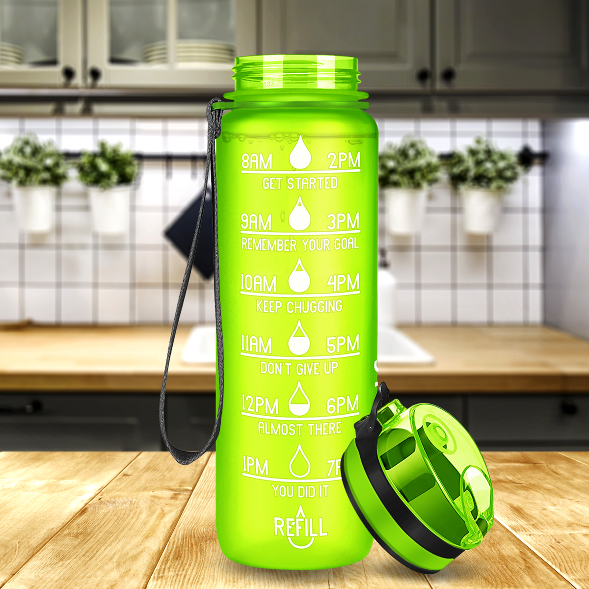 Cuptify Lemon Frosted 32 oz Motivational Water Bottle