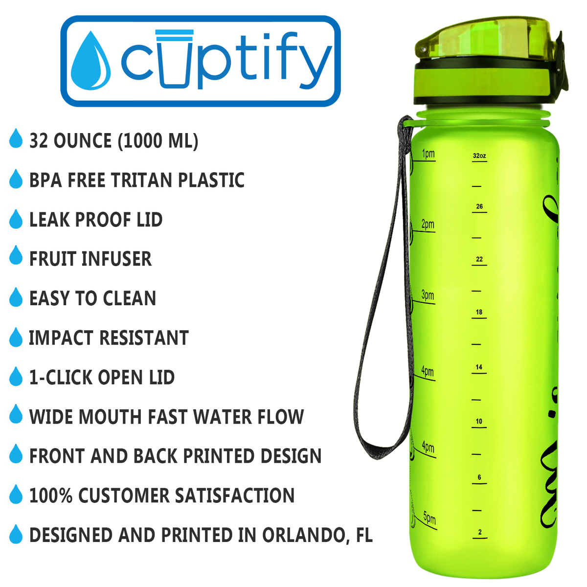 Personalized Lemon Frosted 32 oz Water Bottle
