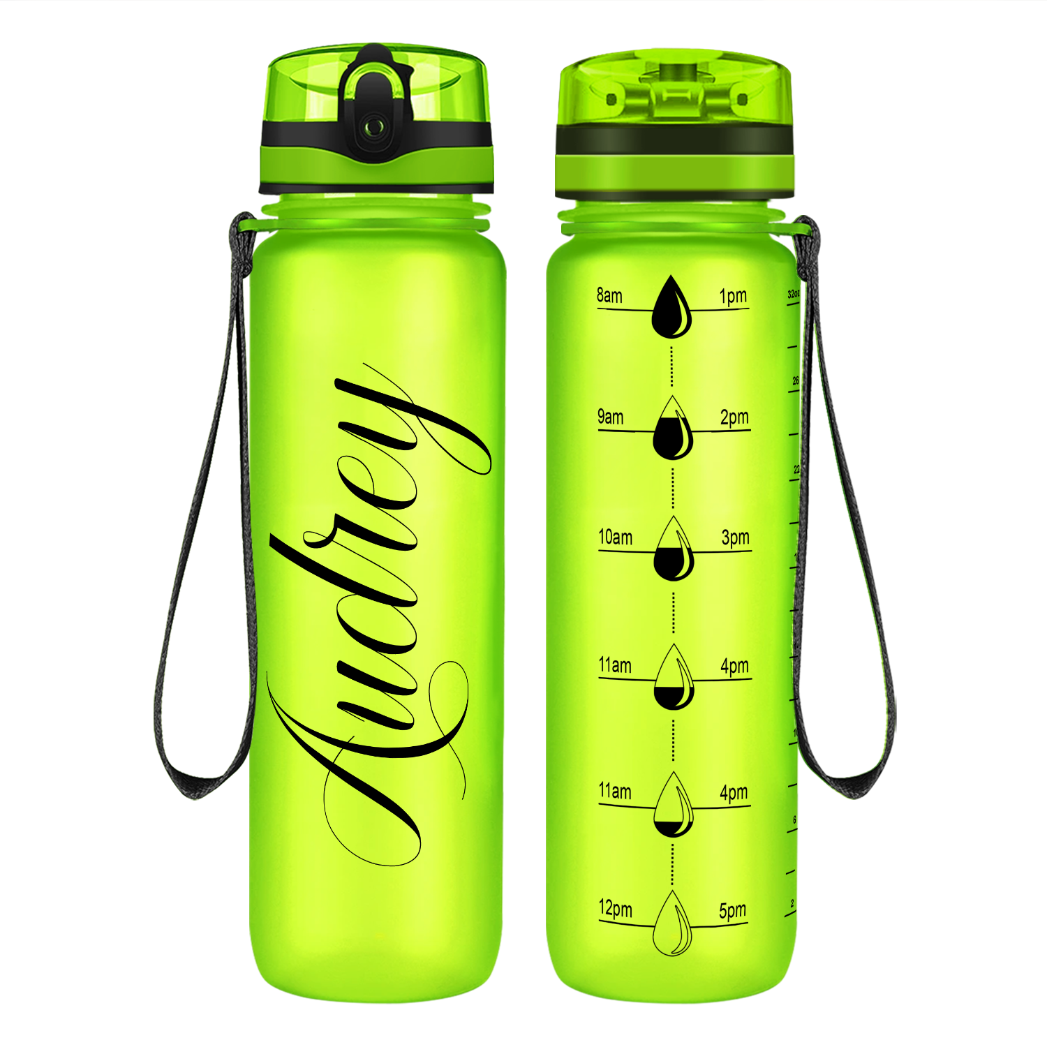 Cuptify Personalized on Lime Frosted Motivational Tracking Water Bottle