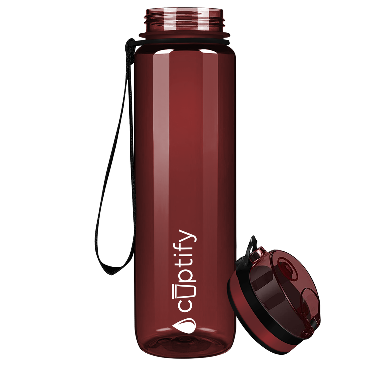 Maroon Gloss 32 oz Hydration Tracker Water Bottle