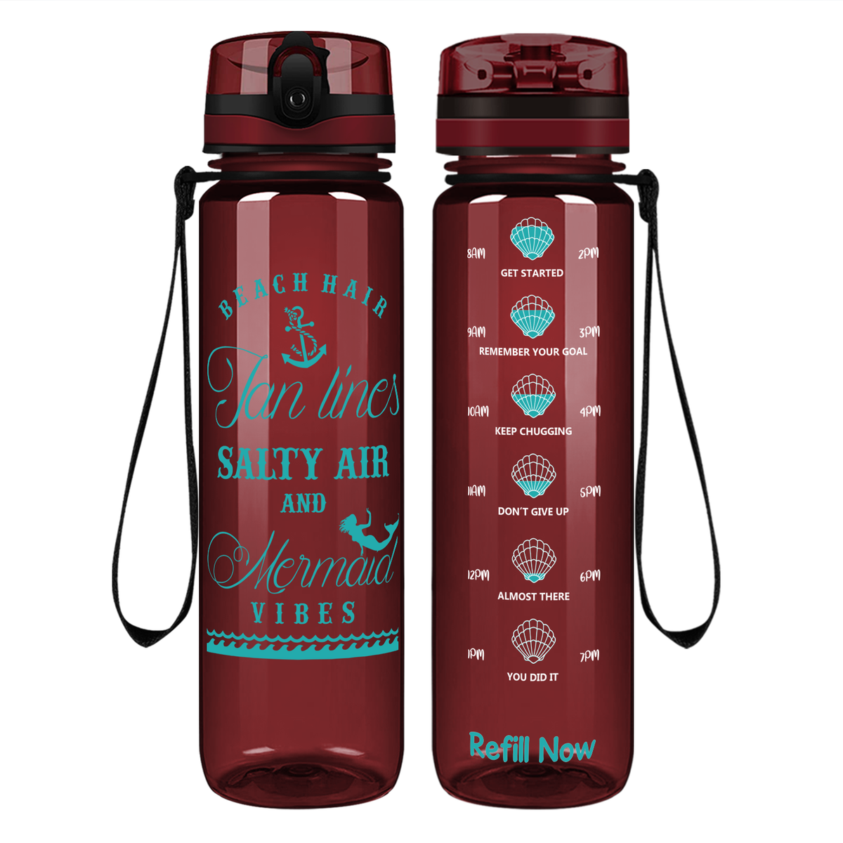 Beach Hair Tan Lines on 32 oz Motivational Tracking Water Bottle