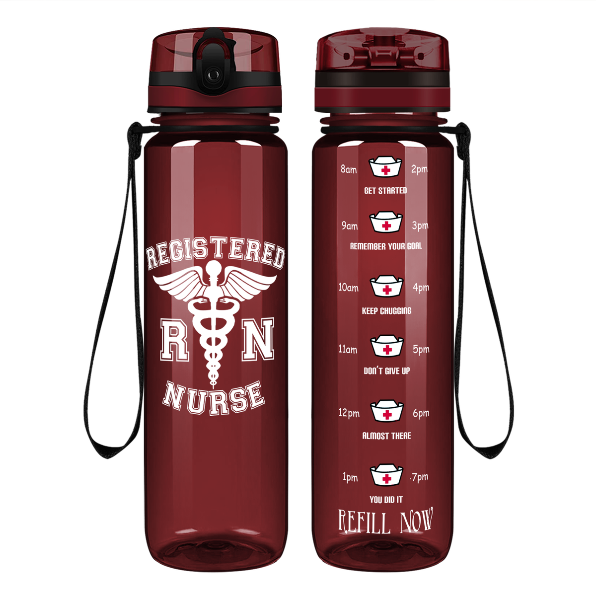 Nurses are Angel on 32oz Motivational Tracking Water Bottle - Cuptify