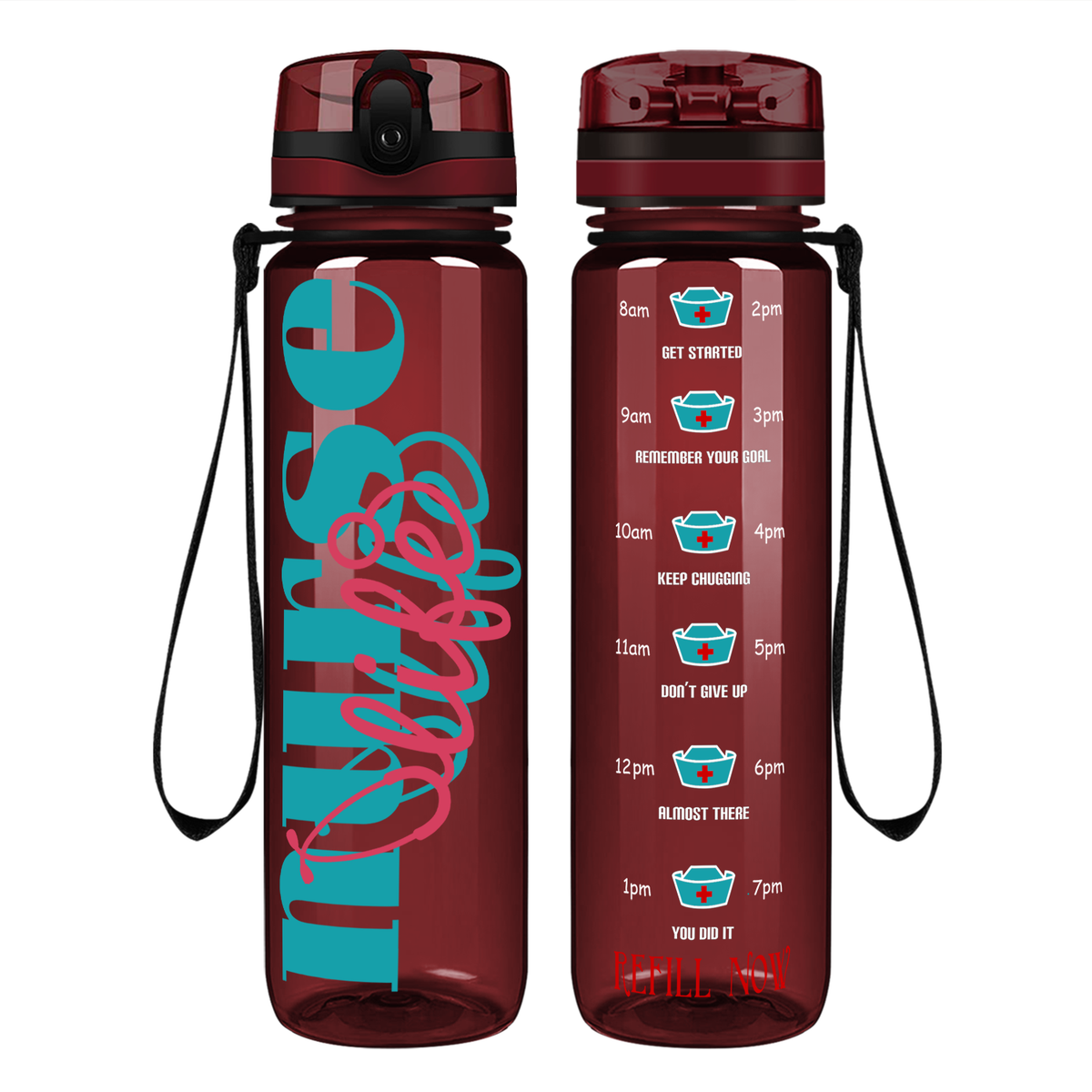 Nurse Life on 32oz Motivational Tracking Water Bottle