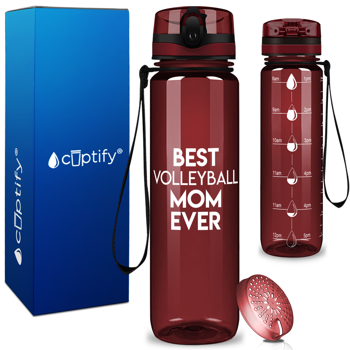 Best Volleyball Mom Ever on 32 oz Motivational Tracking Water Bottle