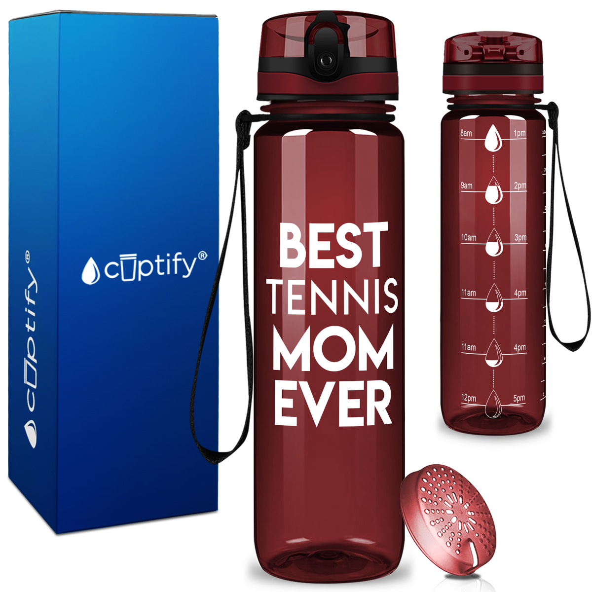 Best Tennis Mom Ever on 32 oz Motivational Tracking Water Bottle