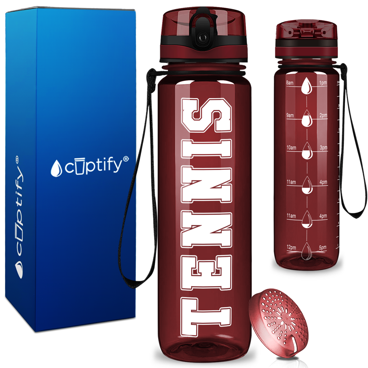 Tennis on 32 oz Motivational Tracking Water Bottle