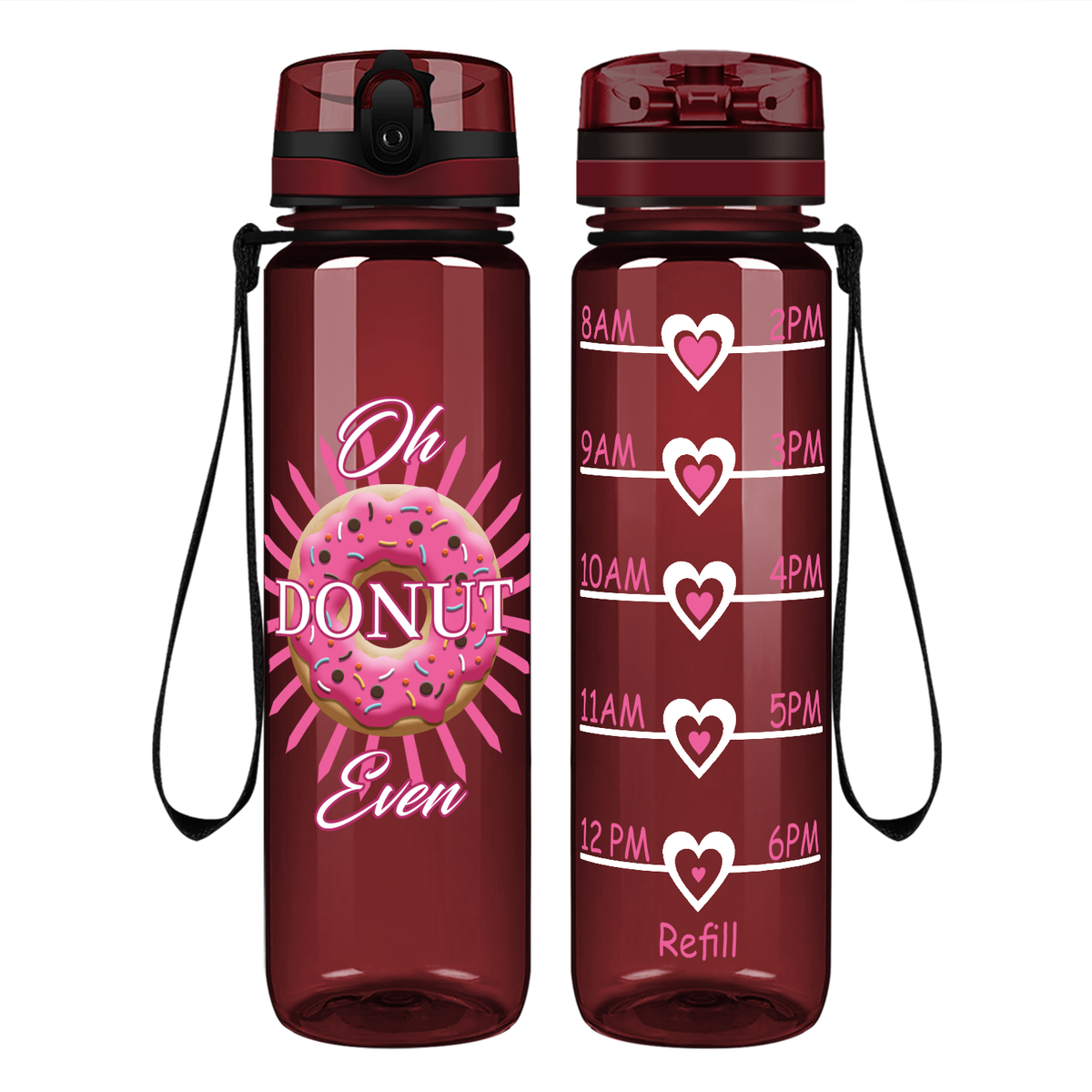 Oh Donut Even on 32 oz Motivational Tracking Water Bottle