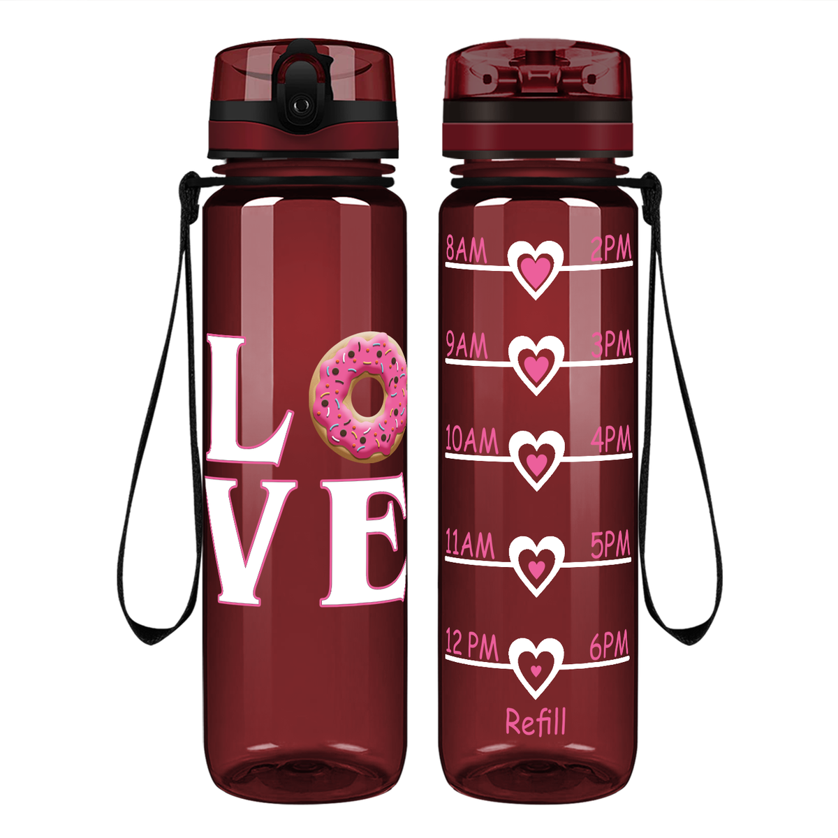 Donut Love on 32 oz Motivational Tracking Water Bottle