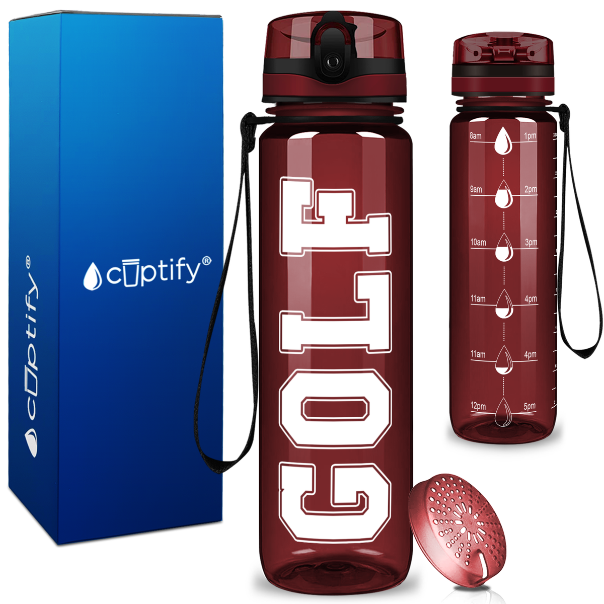 Golf on 32 oz Motivational Tracking Water Bottle