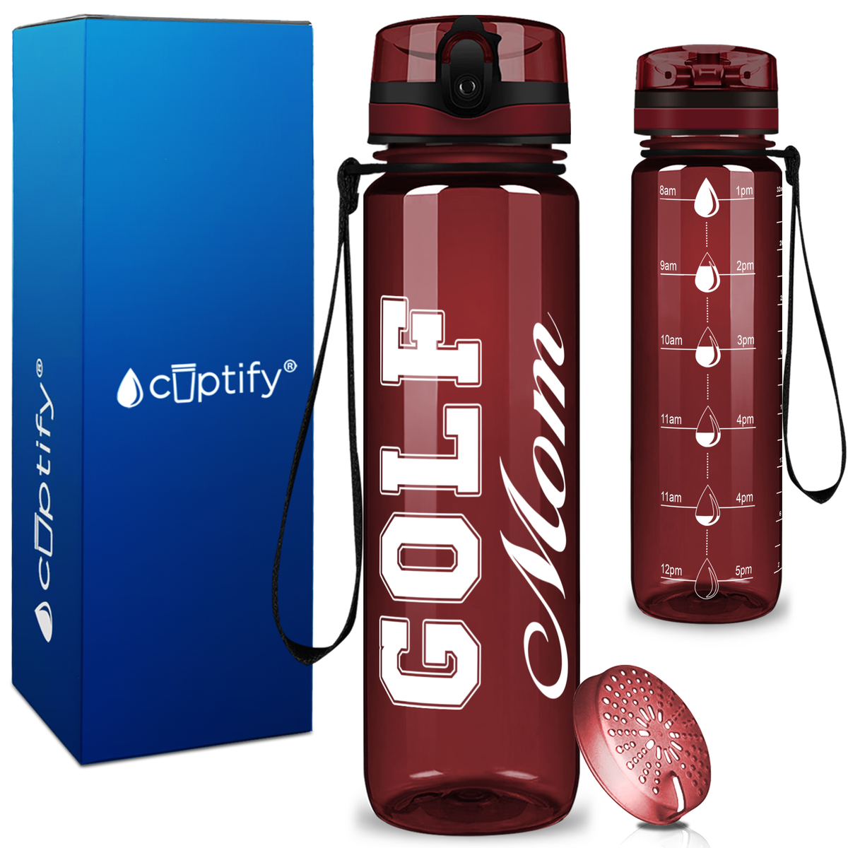 Golf Mom on 32 oz Motivational Tracking Water Bottle