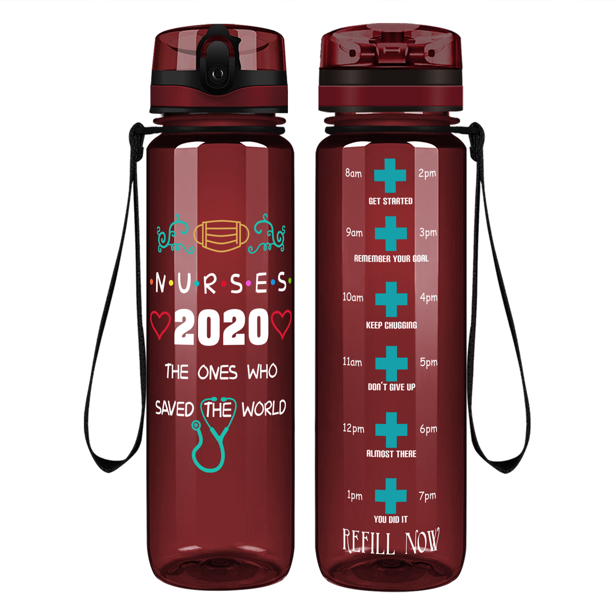 Nurses 2020 The Ones Who Saved The World on 32oz Motivational Tracking Water Bottle
