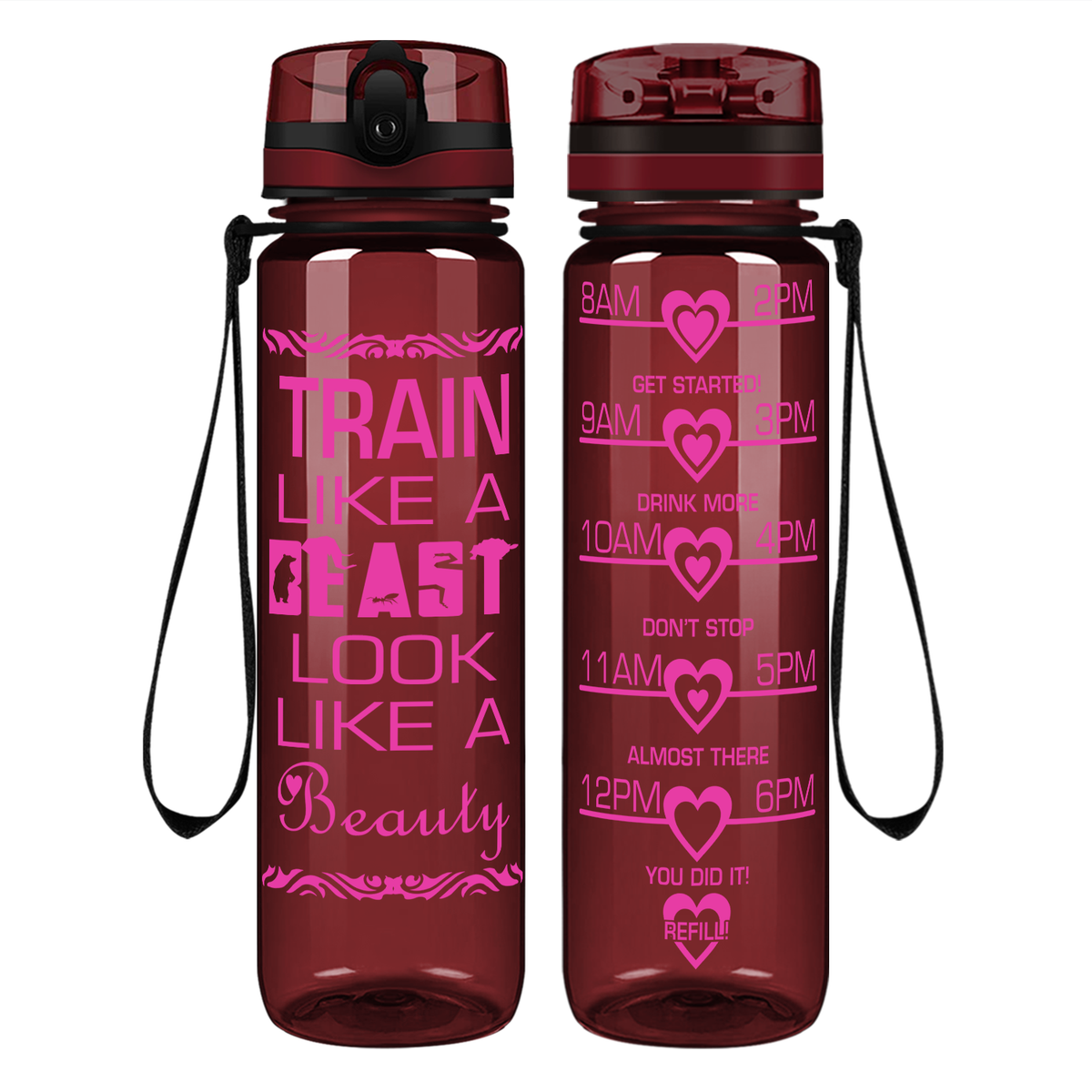 Train Like A Beast on 32 oz Motivational Tracking Water Bottle
