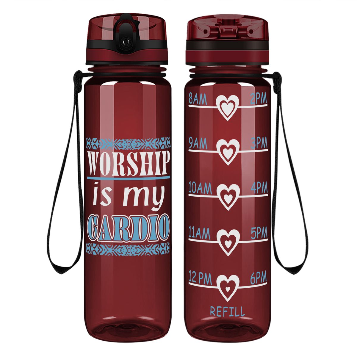 Worship Is My Cardio on 32 oz Motivational Tracking Water Bottle