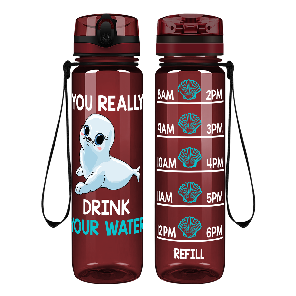 Seal Water on 32 oz Motivational Tracking Water Bottle