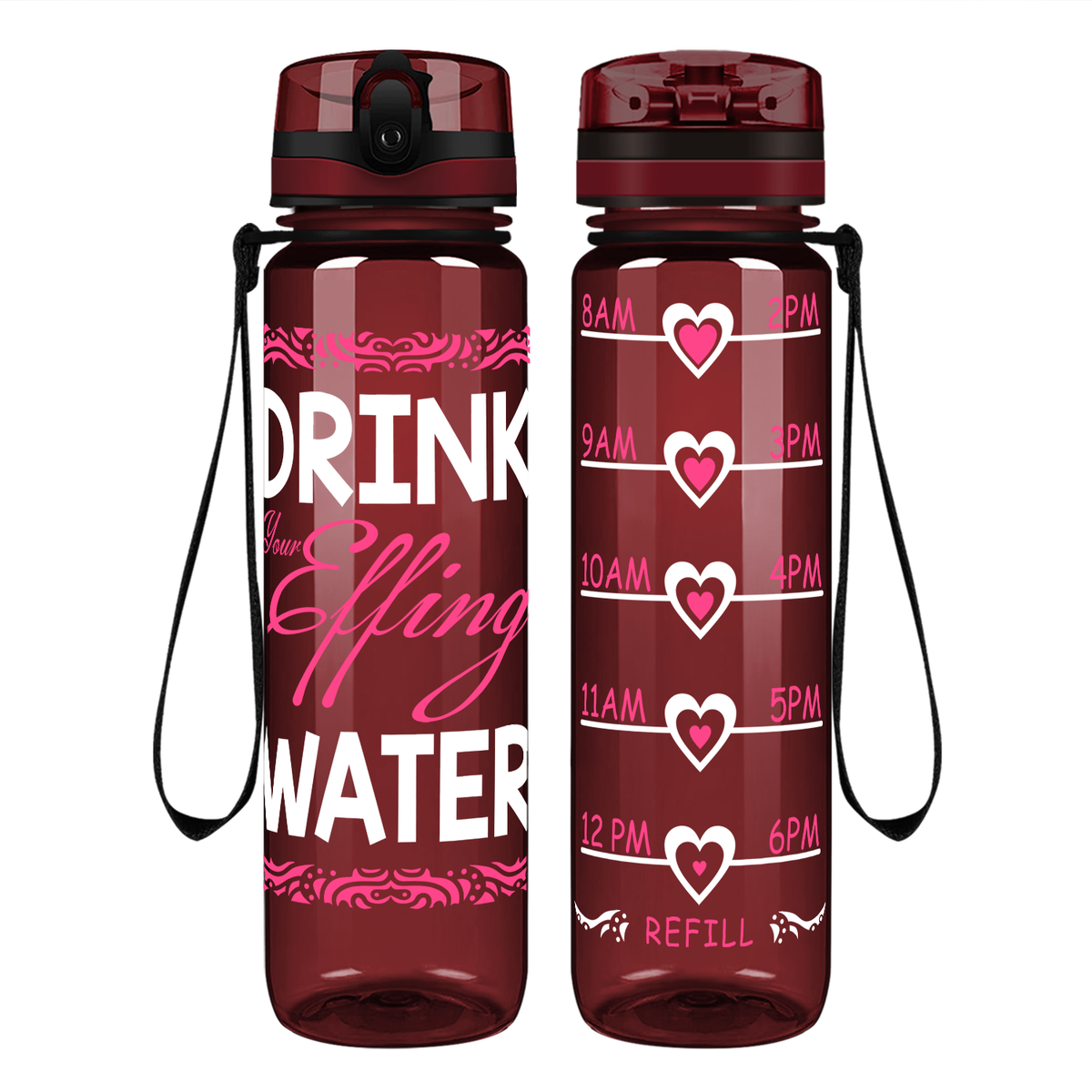 Effing Water on 32 oz Motivational Tracking Water Bottle