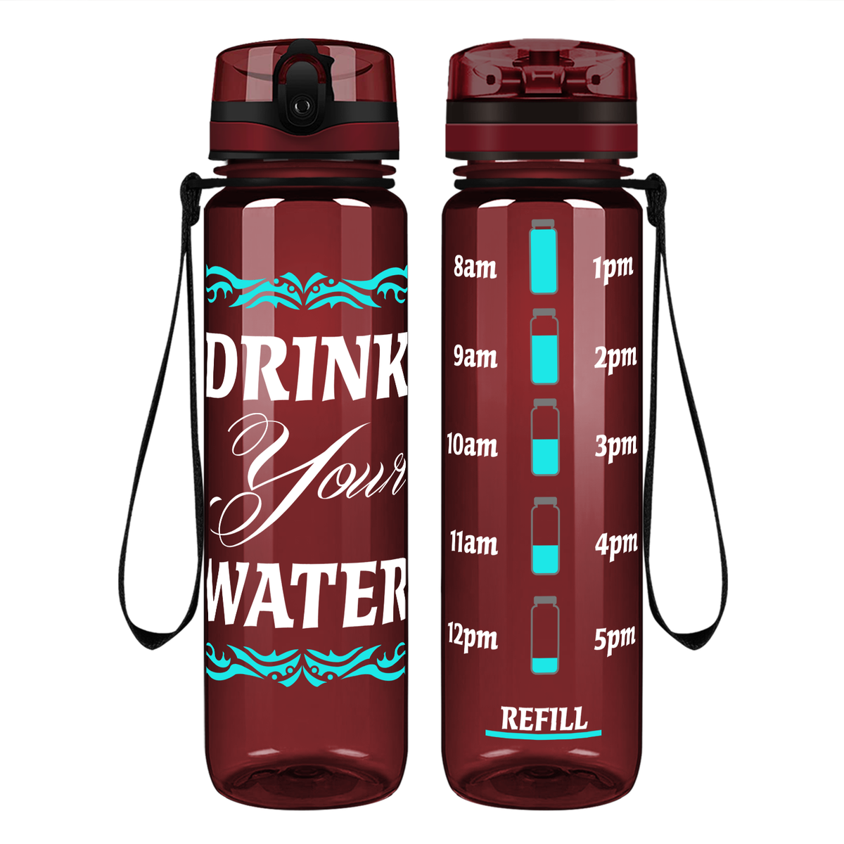 Your Water Wave on 32 oz Motivational Tracking Water Bottle