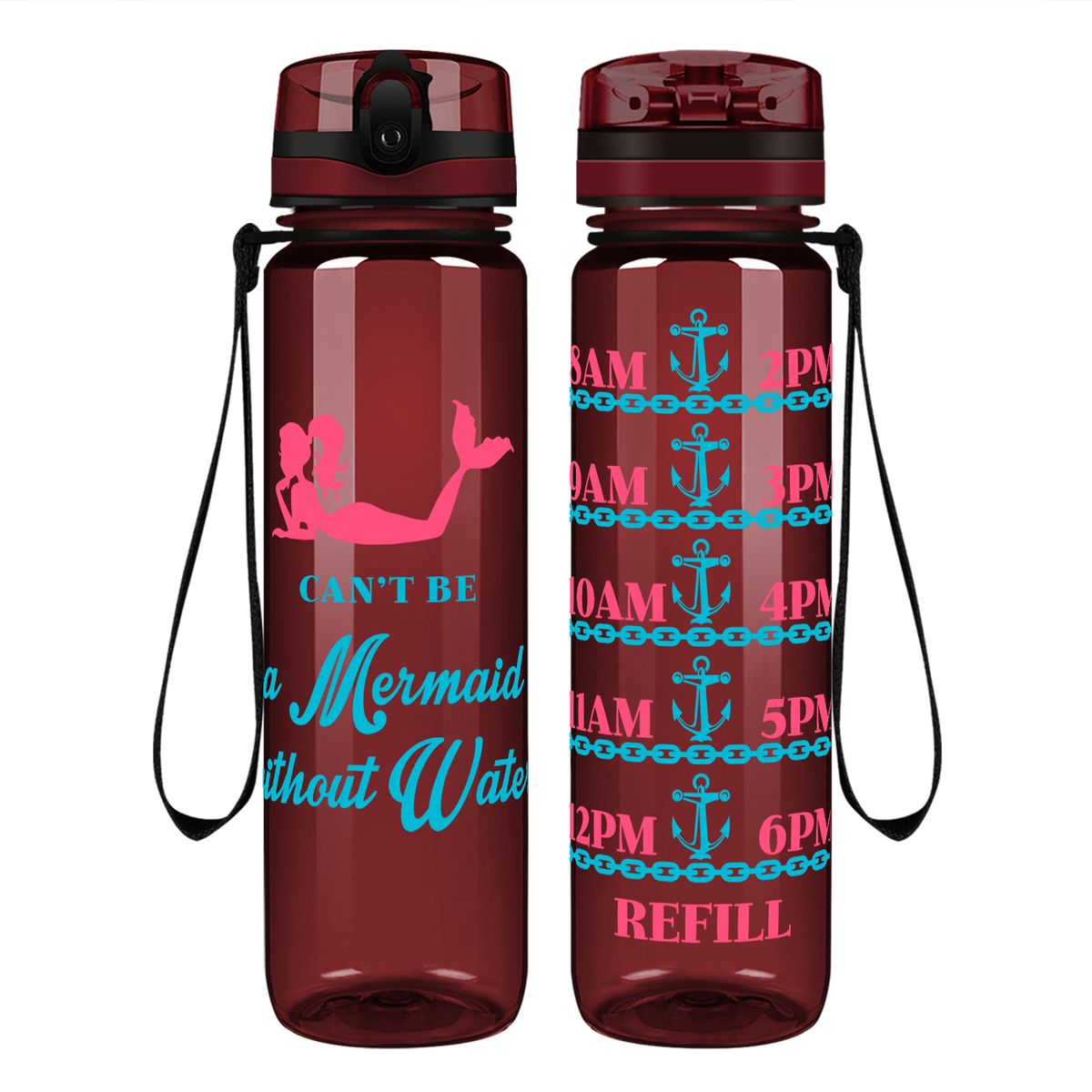 No Water, No Mermaid on 32 oz Motivational Tracking Water Bottle