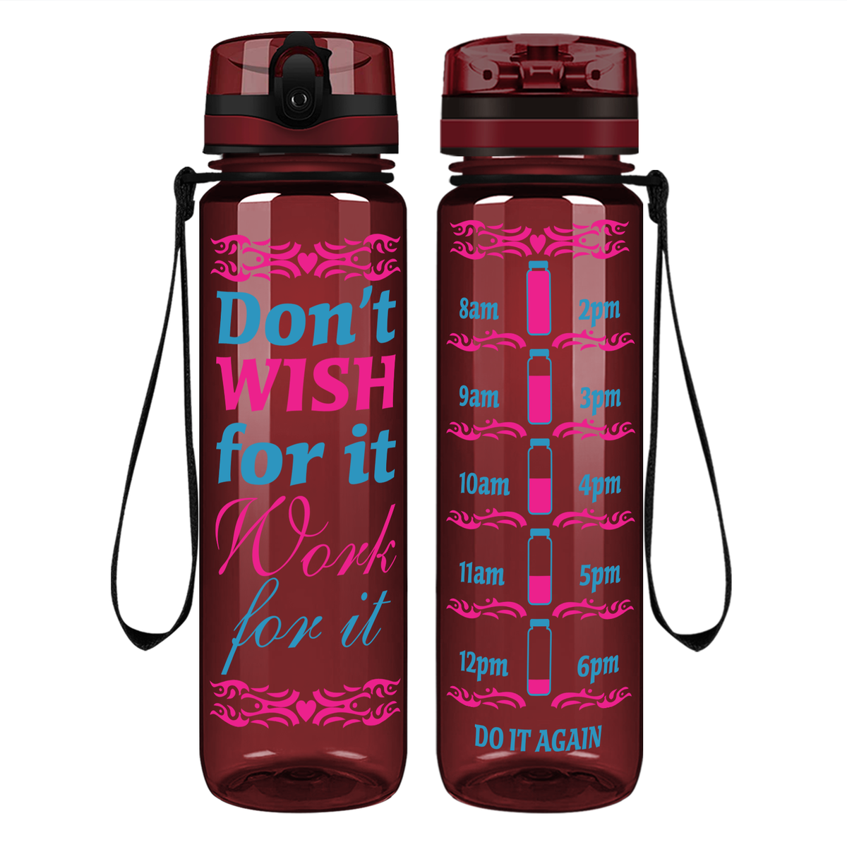 Work For It on 32 oz Motivational Tracking Water Bottle