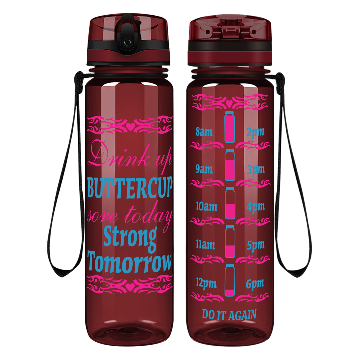 Sore Today, Strong Tomorrow on 32 oz Motivational Tracking Water Bottle