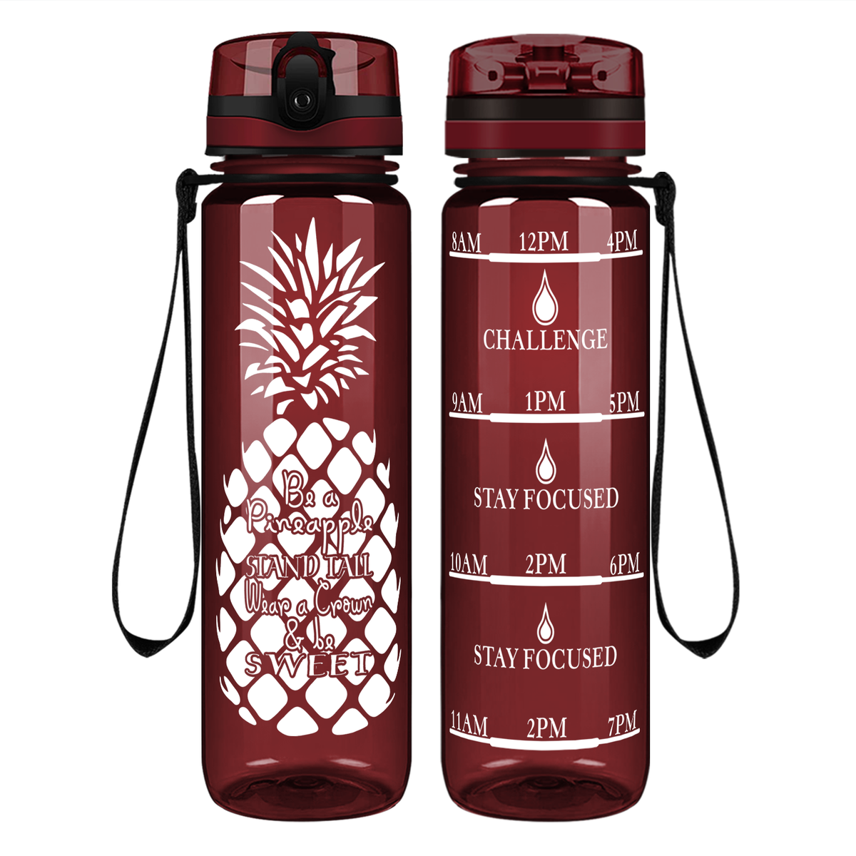Pineapple Stand Tall on 32 oz Motivational Tracking Water Bottle