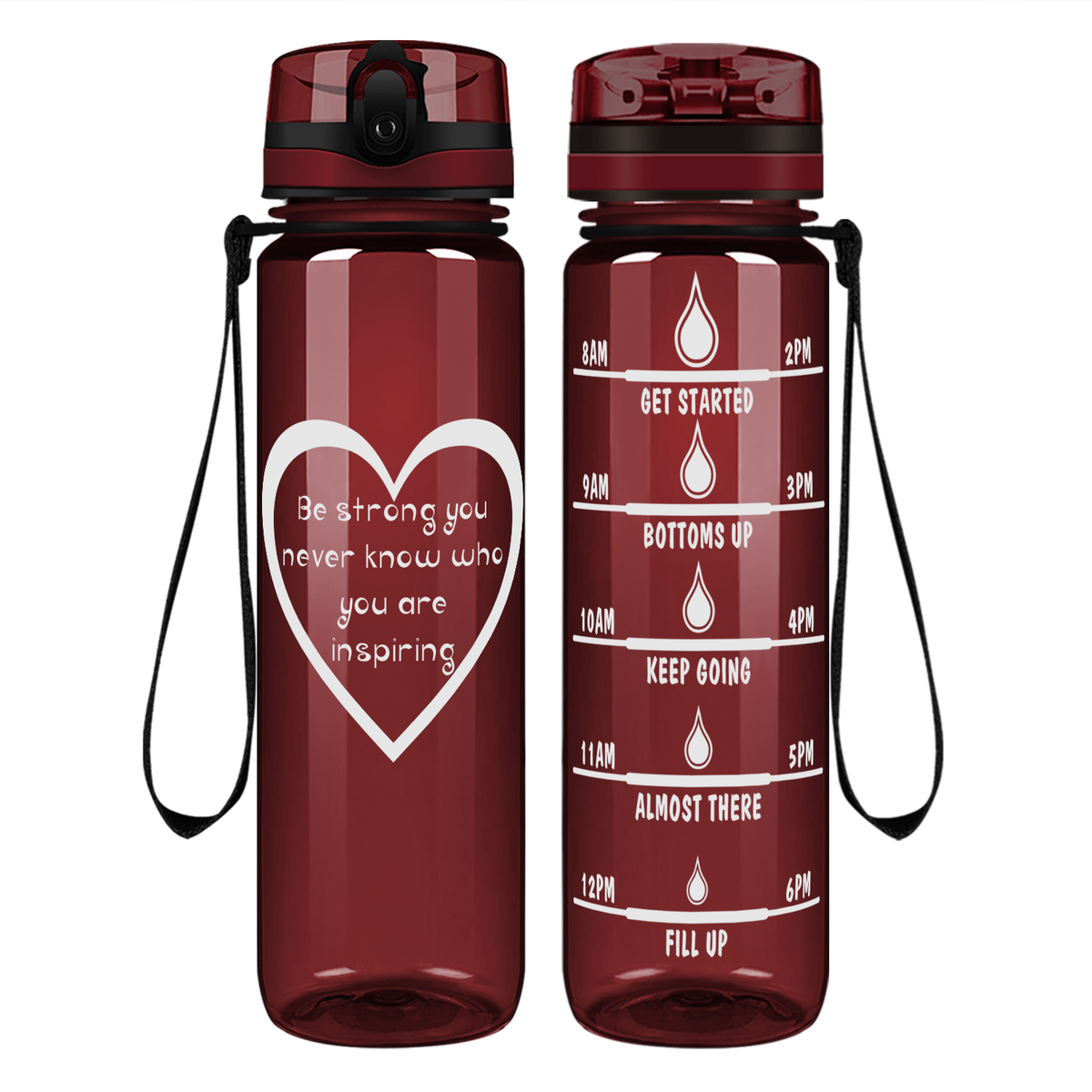 Heart You Are Inspiring on 32 oz Motivational Tracking Water Bottle