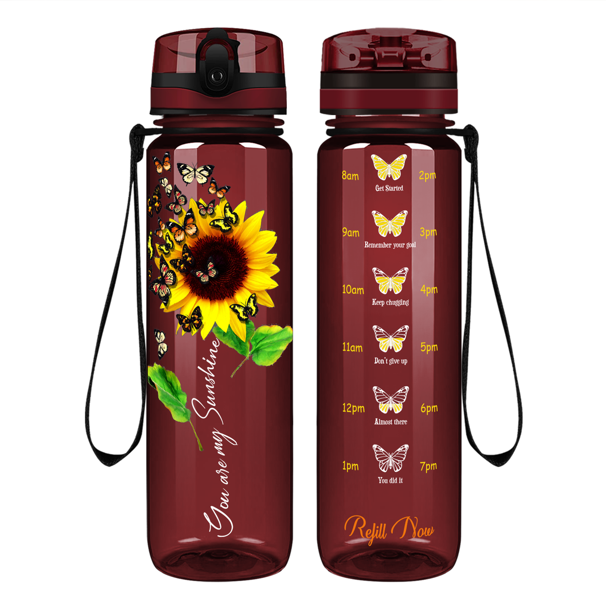 My Butterfly Sunshine Sunflower on 32 oz Motivational Tracking Water Bottle
