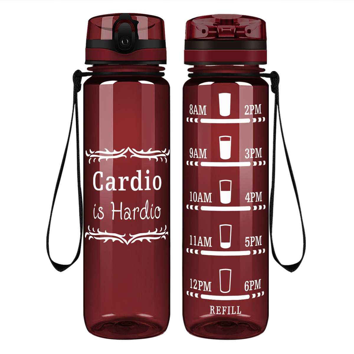 Cardio is Hardio on 32 oz Motivational Tracking Water Bottle