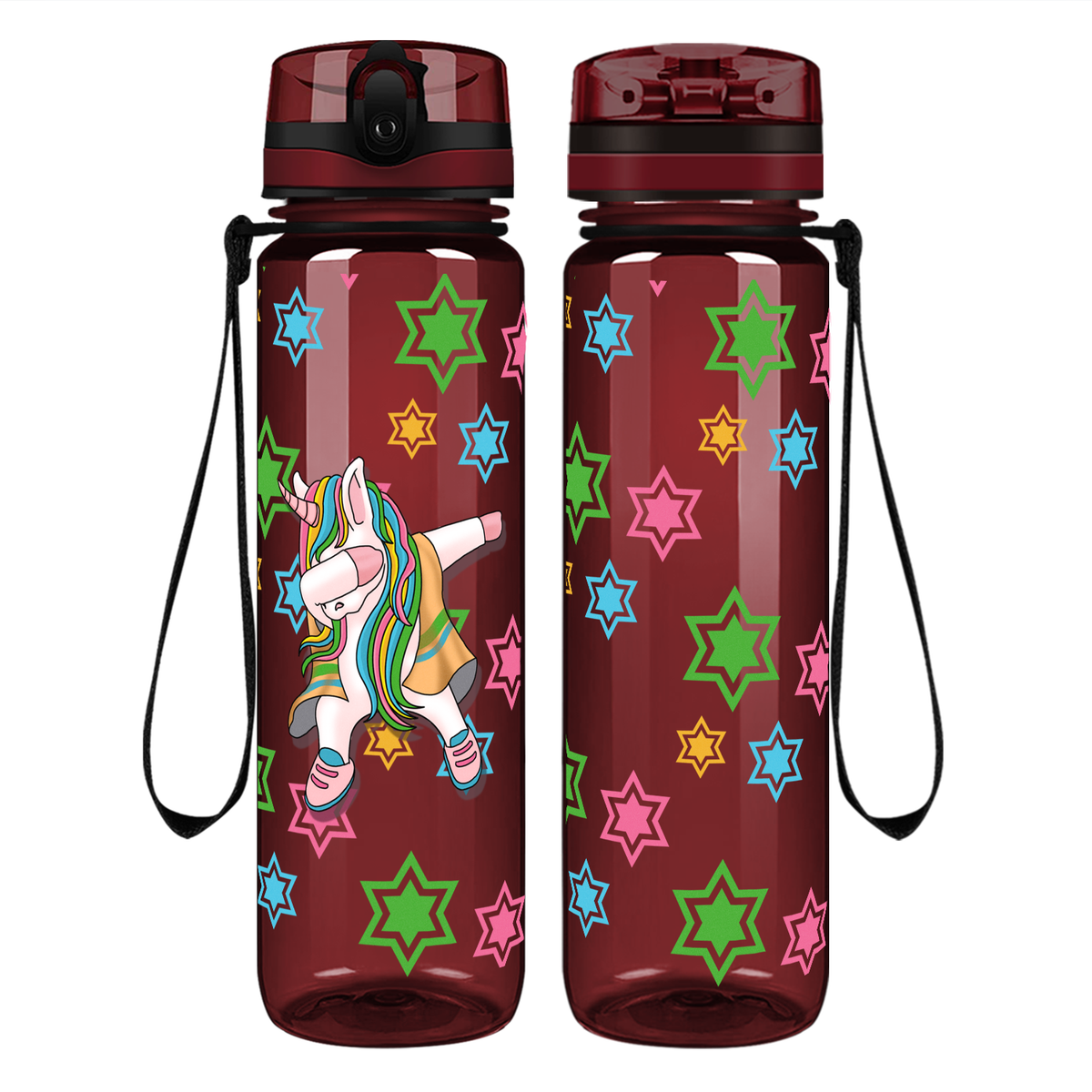 Dancing Unicorn on 32 oz Motivational Tracking Water Bottle
