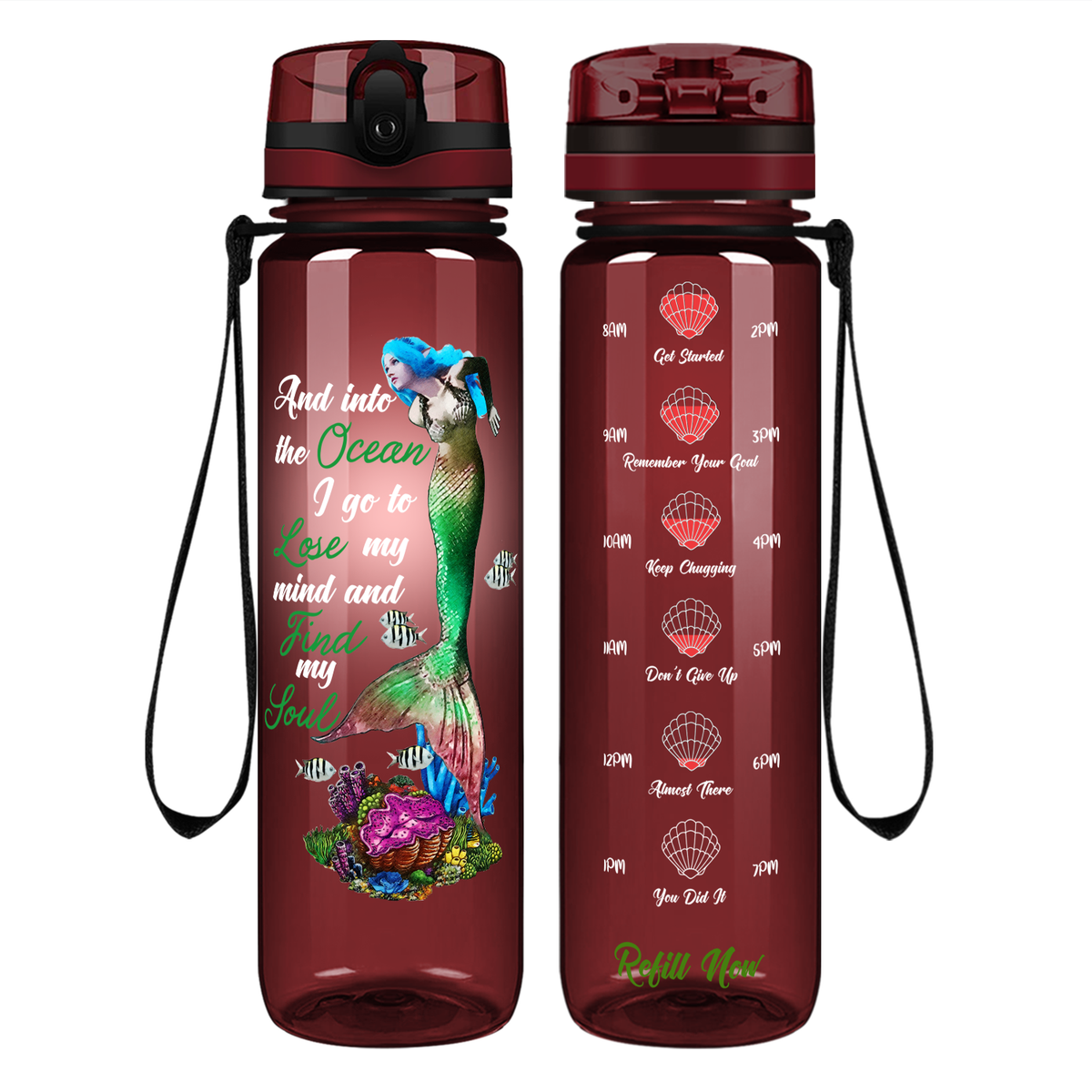 Lose my Mind Find my Soul on 32 oz Motivational Tracking Water Bottle