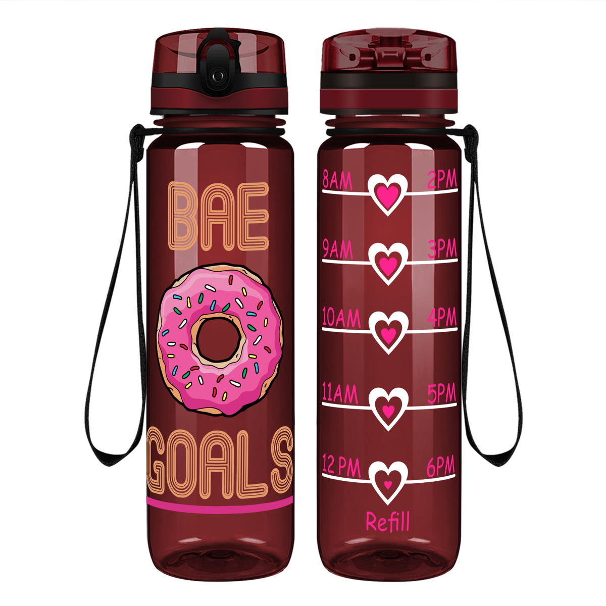 Bae Goals Donuts on 32 oz Motivational Tracking Water Bottle