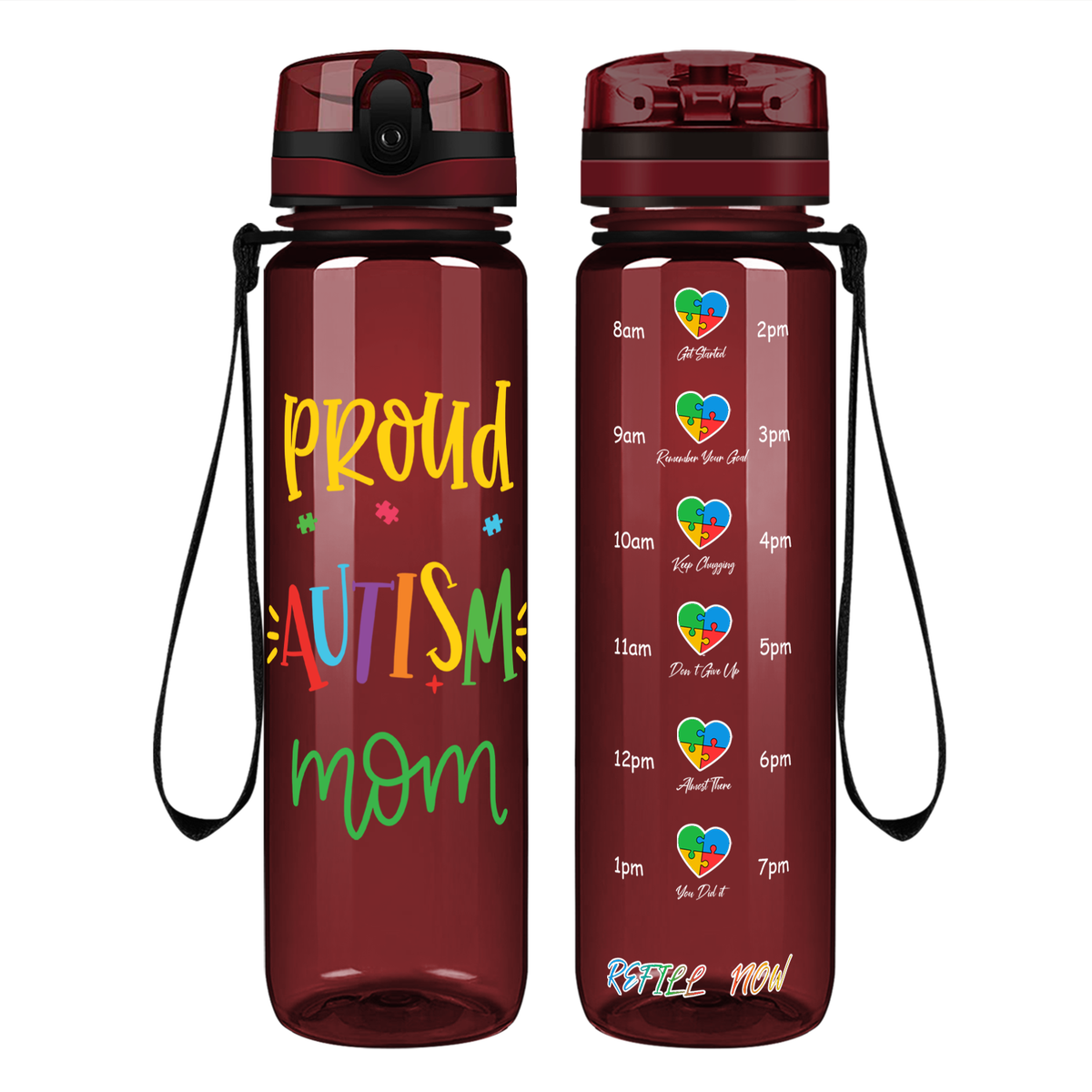 Proud Autism Mom on 32 oz Motivational Tracking Water Bottle