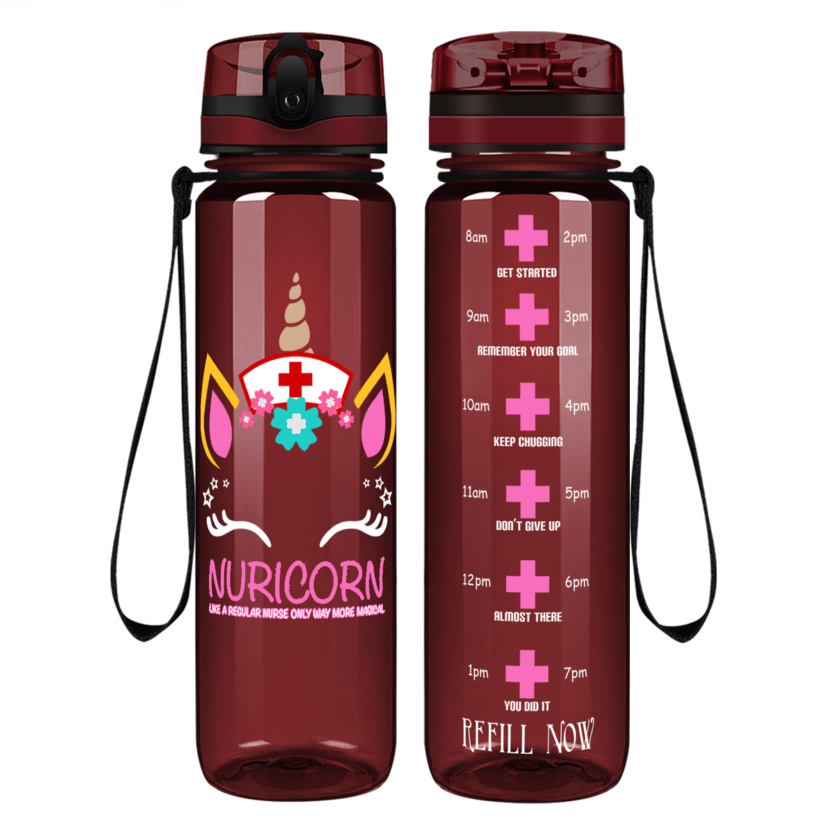 Nuricorn Face on 32oz Motivational Nurse Water Bottle