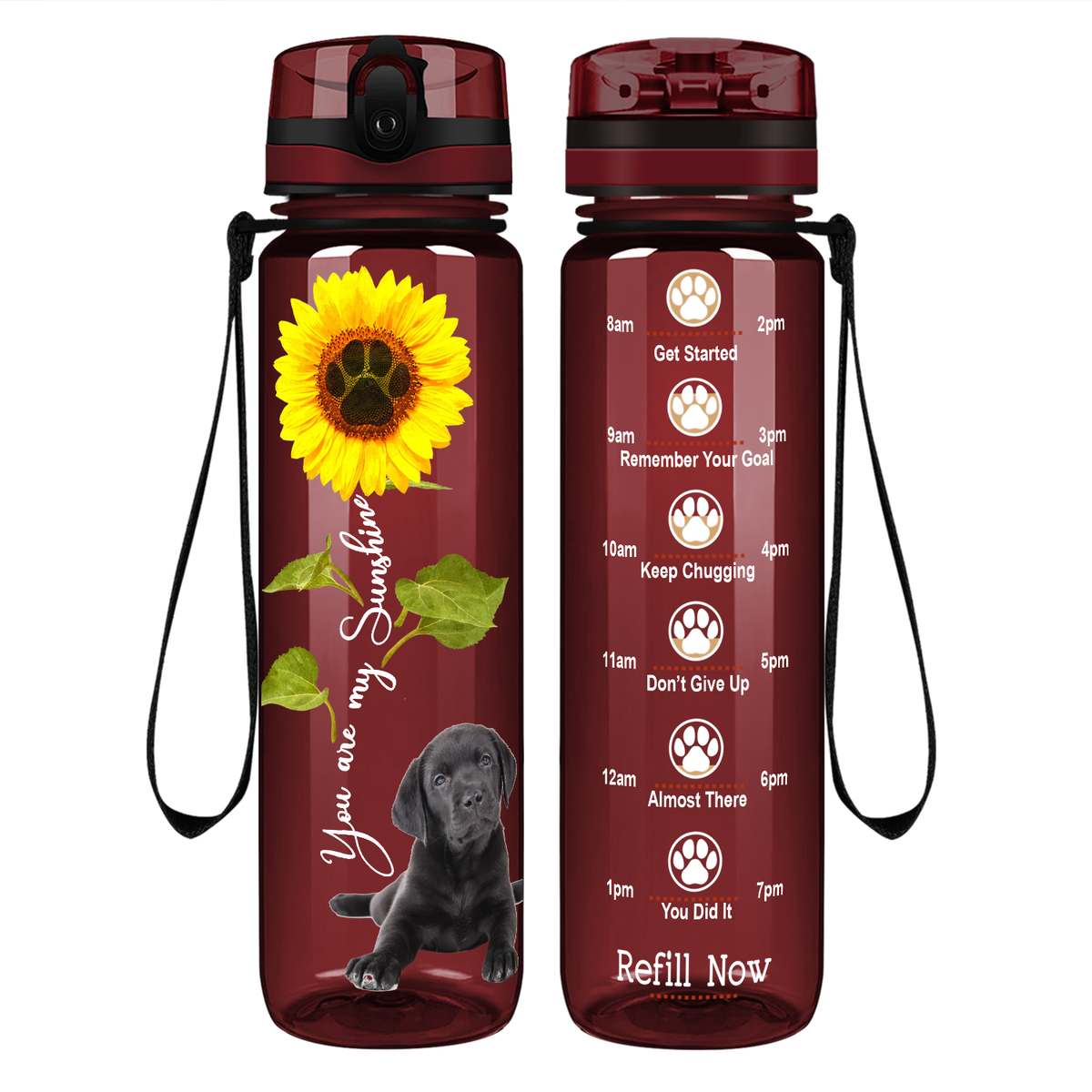 Labrador Puppy You are my SunShine on 32 oz Motivational Tracking Water Bottle