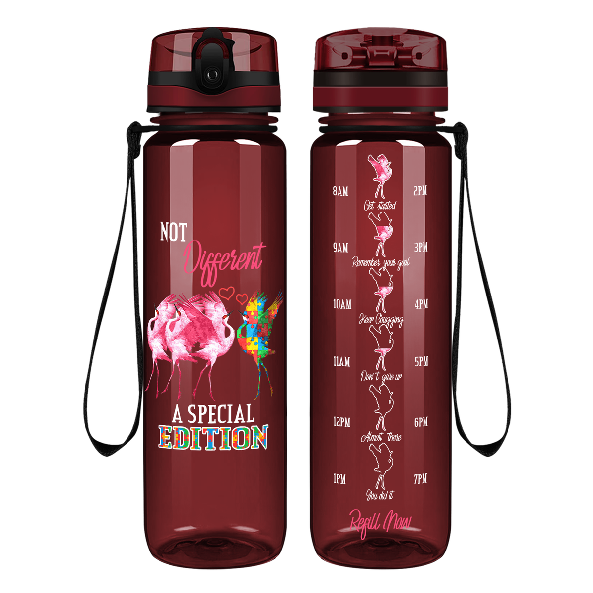 Not Different A Special Edition Autism on 32 oz Motivational Tracking Water Bottle