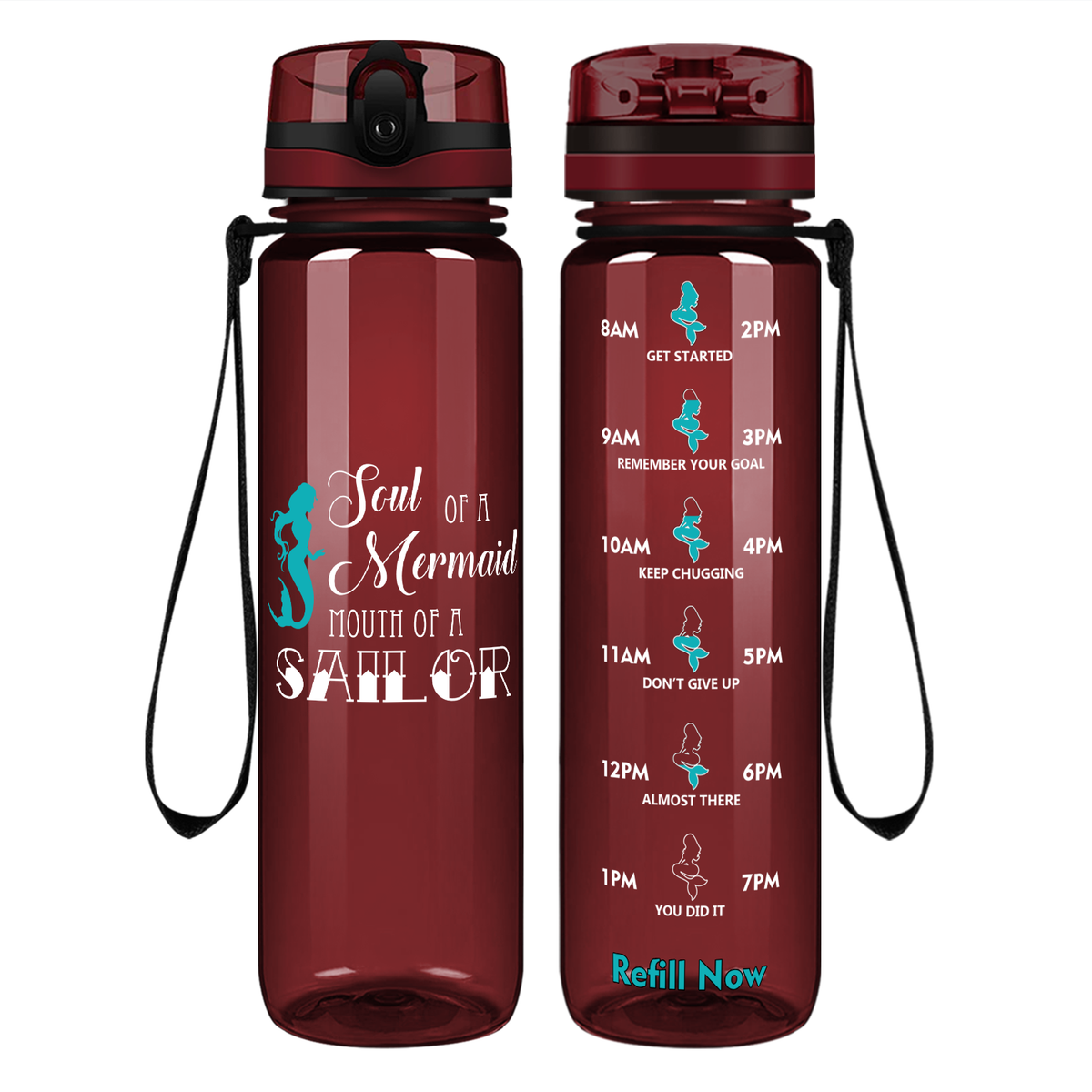 Mouth of a Sailor on 32 oz Motivational Tracking Water Bottle