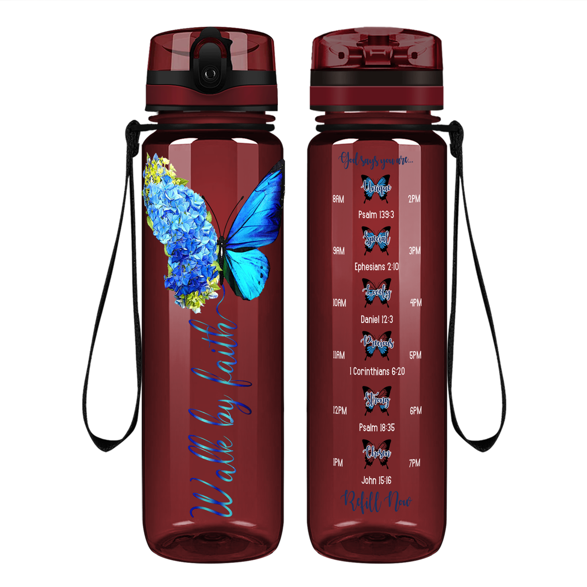 Walk by Faith on 32 oz Motivational Tracking Water Bottle