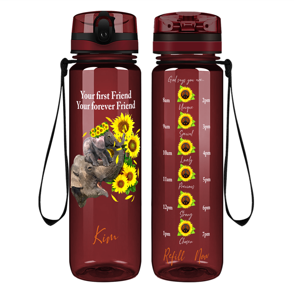 Personalized Your Forever Friend on 32 oz Motivational Tracking Water Bottle