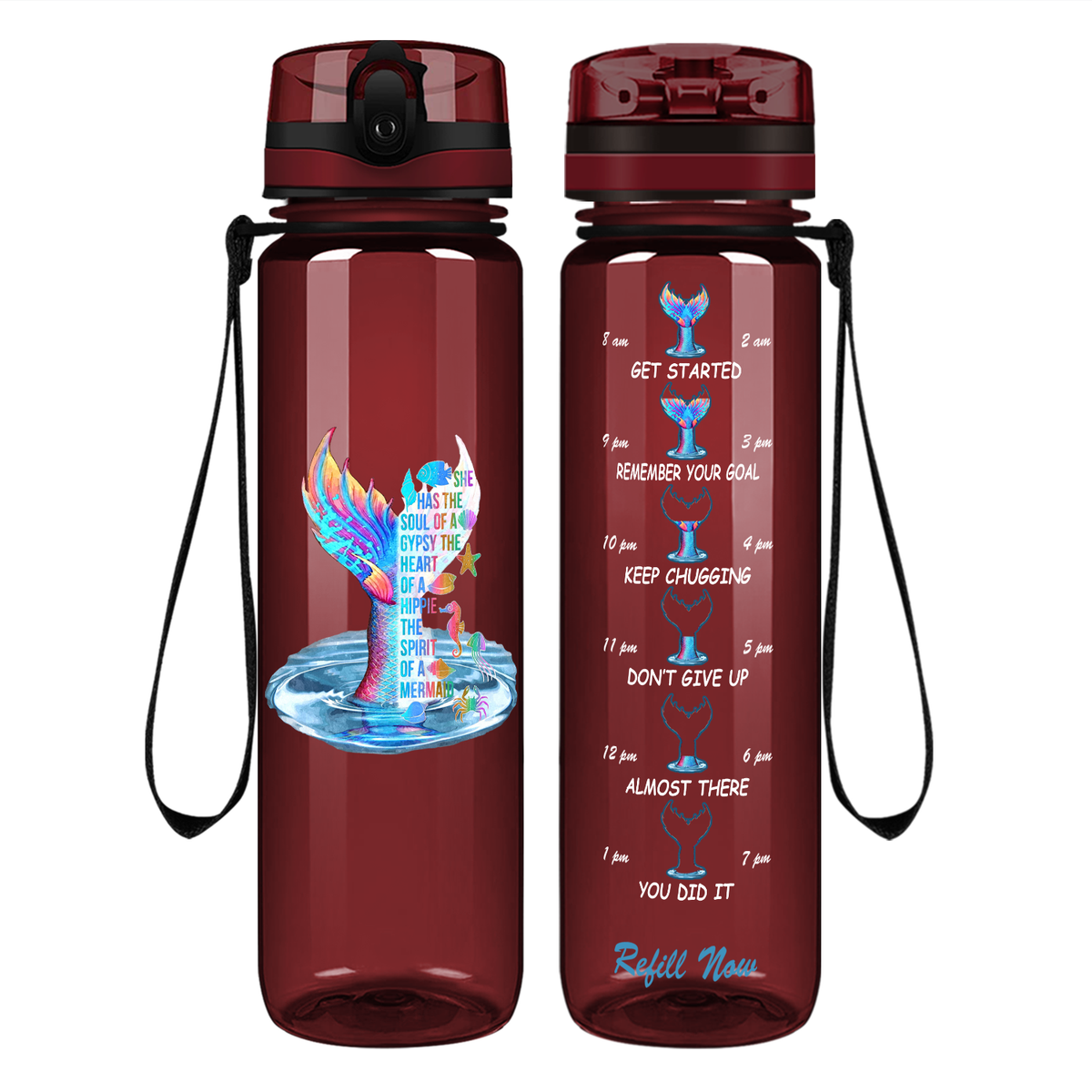 Soul of A Gypsy on 32 oz Motivational Tracking Water Bottle