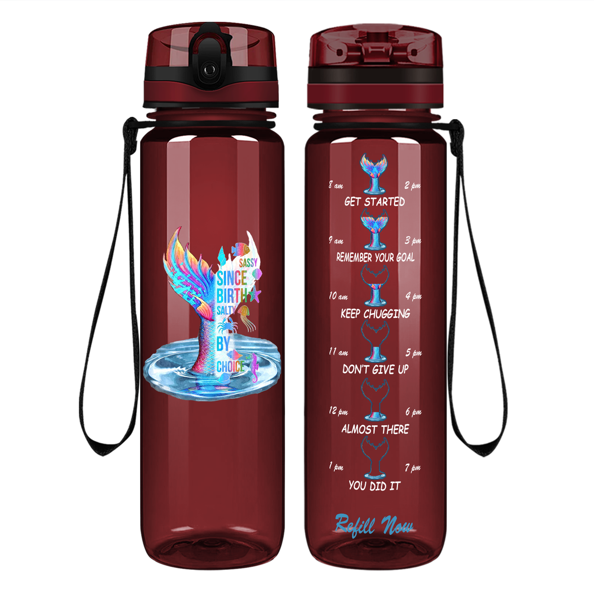 Personalized Sassy Since Birth on 32 oz Motivational Tracking Water Bottle