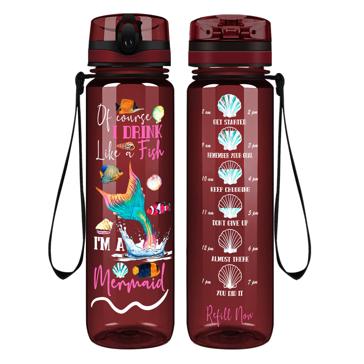 I'm A Mermaid on 32 oz Motivational Tracking Water Bottle