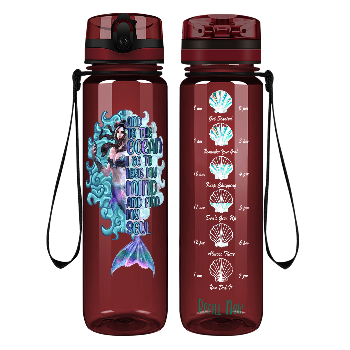 Find My Soul on 32 oz Motivational Tracking Water Bottle