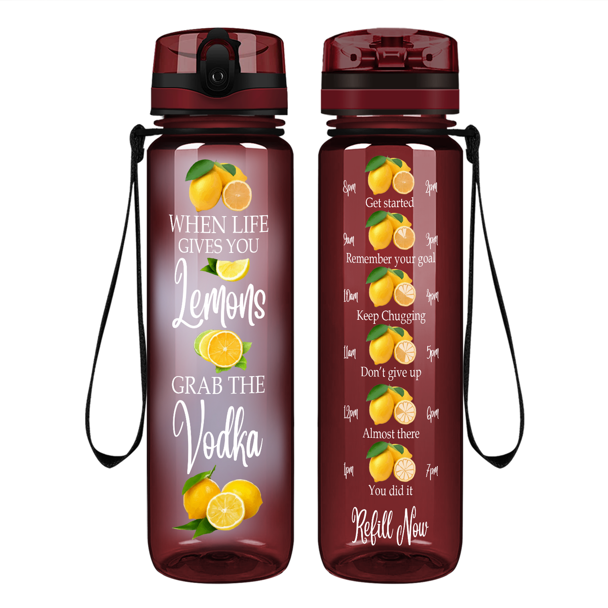 When Life Gives You Lemons on 32 oz Motivational Tracking Water Bottle