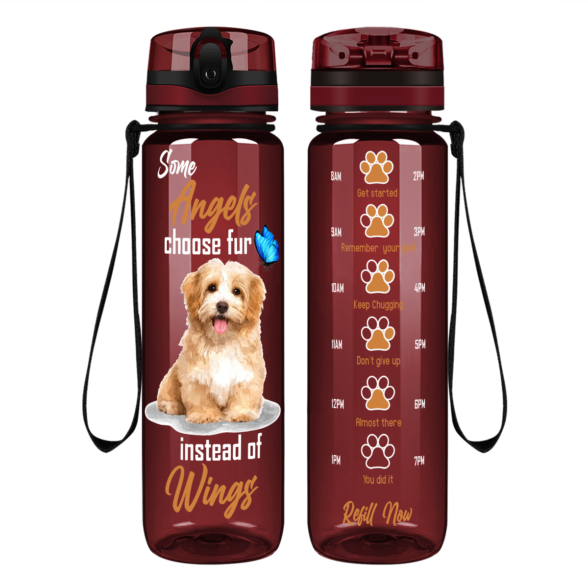 Some Angels Choose Fur Instead of Wings Golden Retriever on 32 oz Motivational Tracking Water Bottle