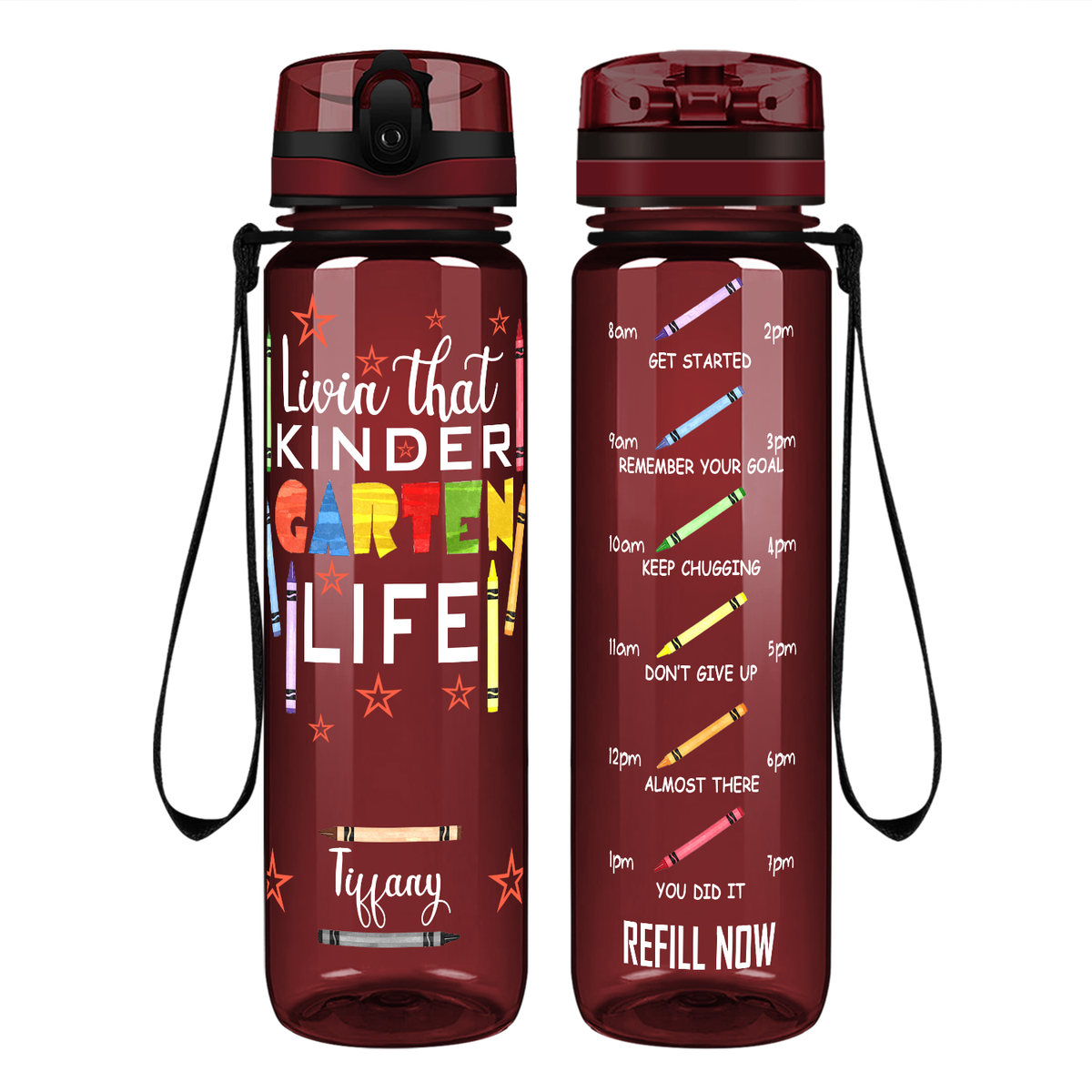 Personalized Livin' That Kindergarten Life on 32 oz Motivational Tracking Water Bottle