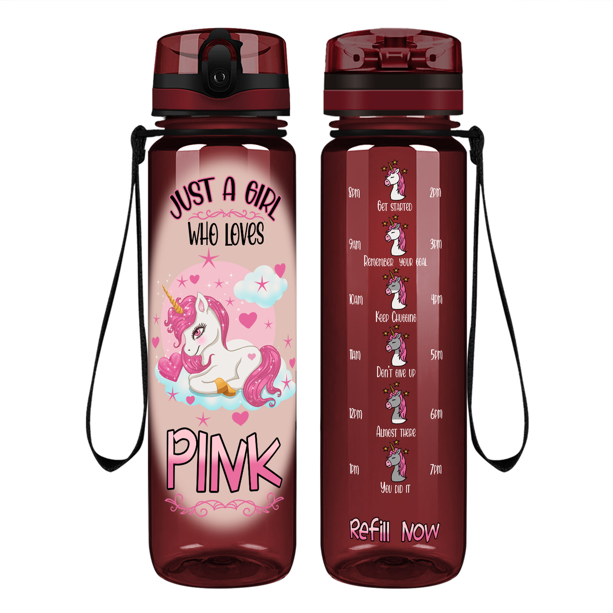 Just A Girl Who Loves Pink on 32 oz Motivational Tracking Water Bottle