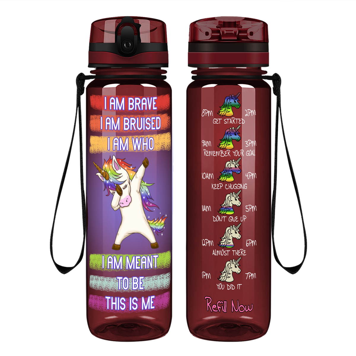 I Am Brave I Am Bruised I Am Who on 32 oz Motivational Tracking Water Bottle