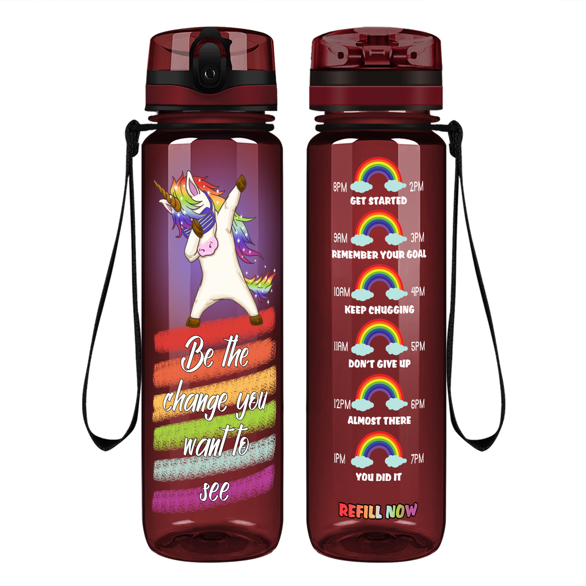 Be The Change You Want To See on 32 oz Motivational Tracking Water Bottle