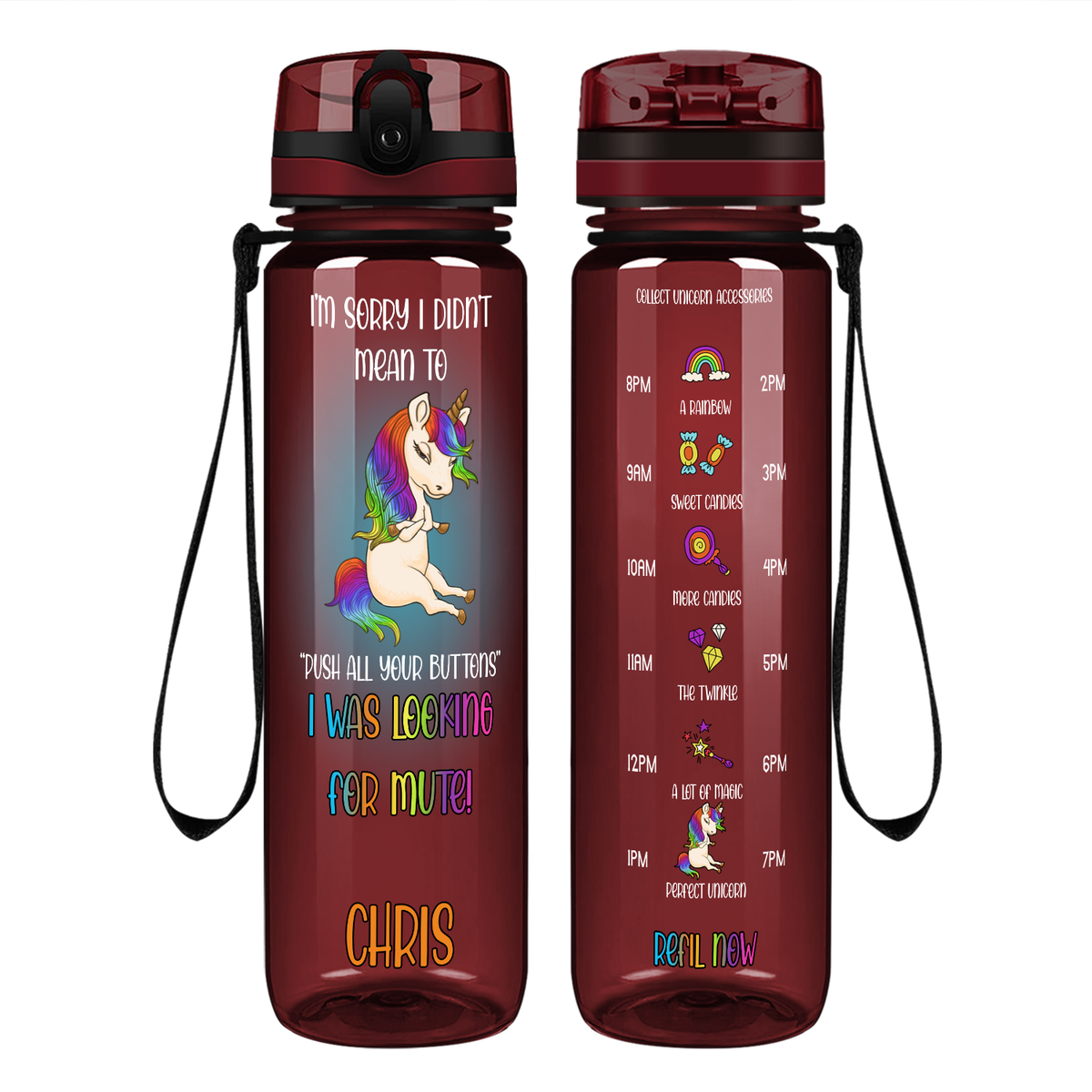 I'm Sorry I Didn't Mean To Push All Your Buttons on 32 oz Motivational Tracking Water Bottle